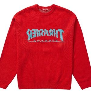 Supreme X Thrasher reverse logo in red and blue